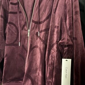Calvin Klein Deep Purple Velour Sweatsuit size 1x